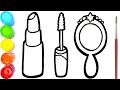 Menggambar Dan Mewarnai Lipstik Maskara Dan Cermin Glitter Untuk Anak-anak | Ara Plays Art