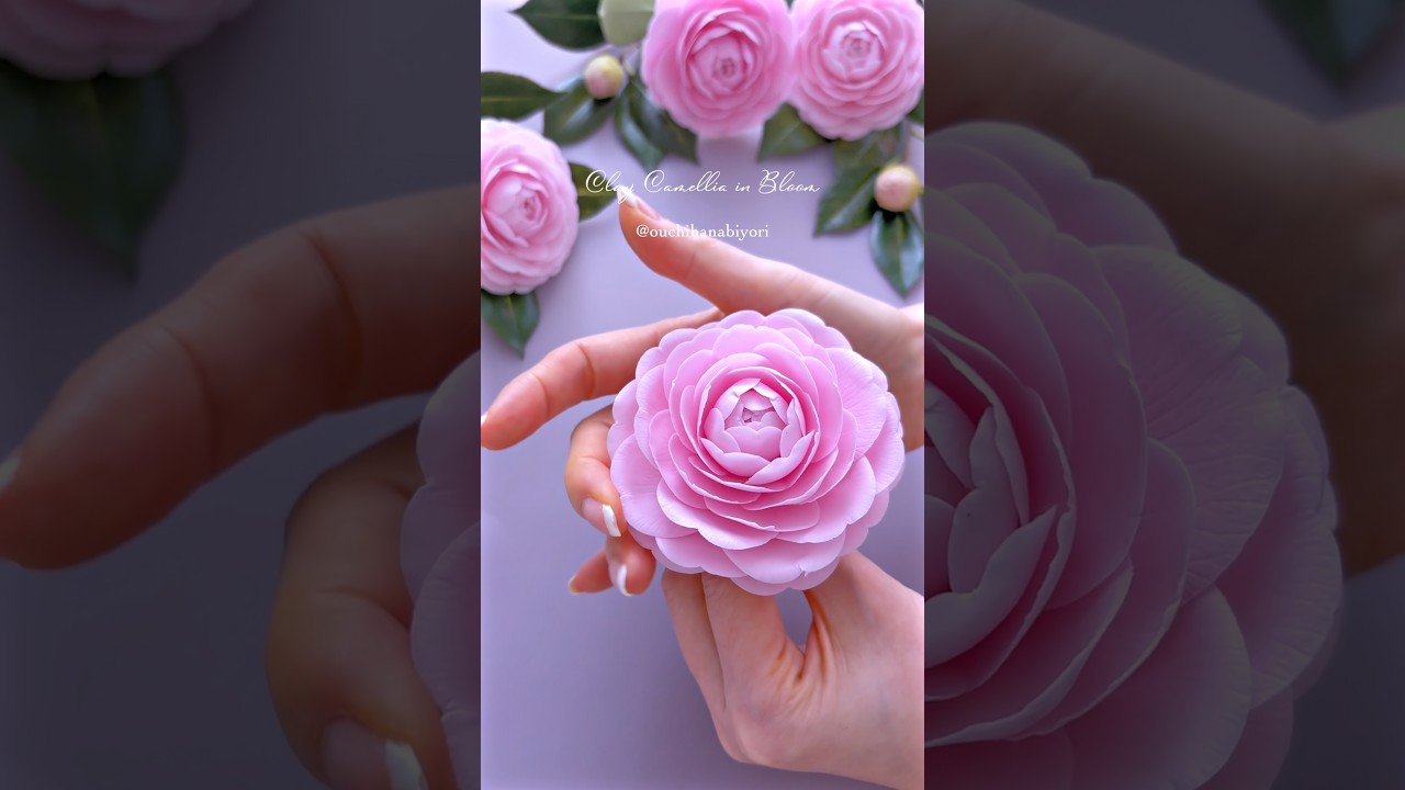 Otome Camellia made with clay乙女椿のクレイフラワー　粘土のお花