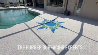 SARASOTA Pool Deck TRANSFORMATION 😍 | Luxury FLOCO Rubber Surfacing with Custom Turtle & Sun Inlays