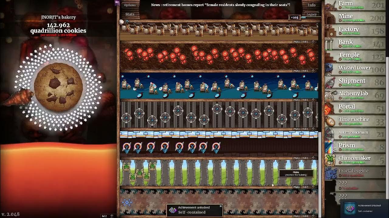 Buying Fractural Engine, Arcane Sugar, Grandma, 2 Cursors, Time Machine