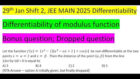 Let the function f(x)= (x^2-1)|x^2-ax+2 |+cos⁡|x|  be non-differentiable at the two points x= α=2 an