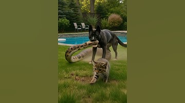 Will the Hero Dog Win the Battle Against the Python? 😱🐾 #shorts  #cat #mypug #cuteanimal #cutecat