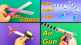 DIY 4 Inventions | Make A Table Lamp | Make A Air Gun | Make A Free Energy Fan | Make A Scissors