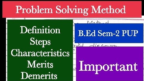 Problem Solving Method -Teaching Of Mathematics B.Ed Sem-2 PUP #pup #pupexamnewstoday #2022 #pupexam