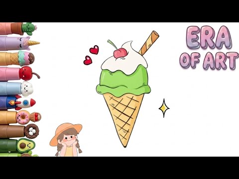 How to Draw Soft Serve Ice CreamCute Food Art | Ice cream 🍨 | Easy Drawing Ideas 