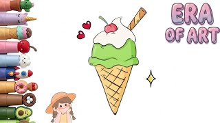 How to Draw Soft Serve Ice CreamCute Food Art | Ice cream 🍨 | Easy Drawing Ideas  screenshot 3