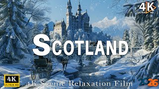 Winter Scotland 4K ❄️ Highlands Peaks, Loch Ness, Snowy Castles in Misty Winter Calm