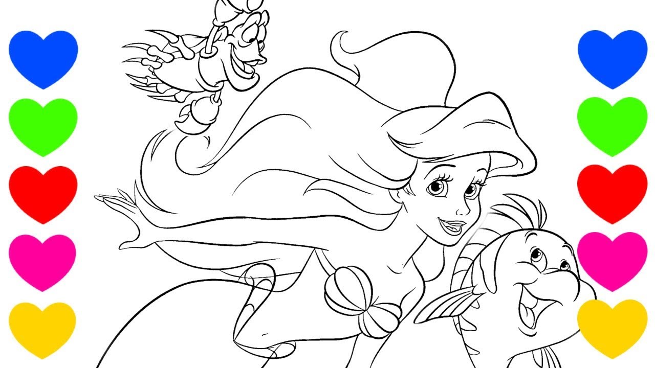 Pintar Desenho da Pequena Sereia Ariel | Colorir Princesa Disney Ariel -  YouTube
