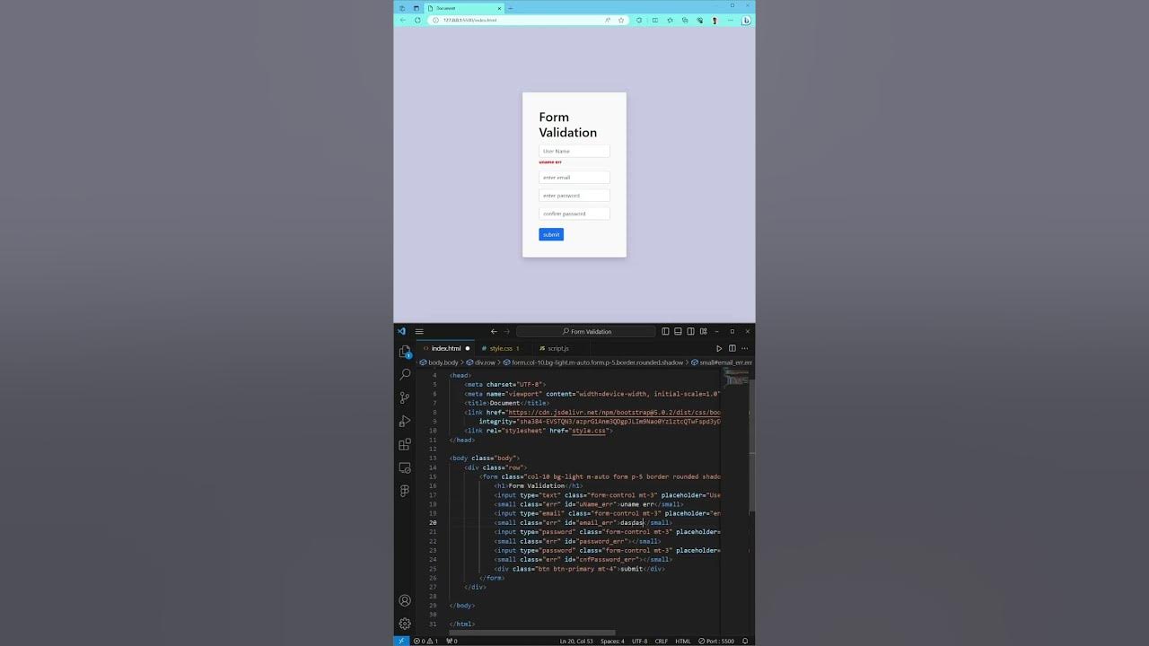 day 4 : form validation using JavaScript - YouTube