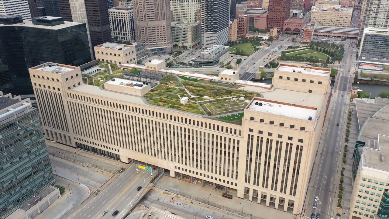 Drone View Of Old Chicago Main Post Office’s West Side Youtube