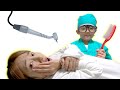 歯医者さんごっこ!巨大歯ブラシではみがきしよう!Takeru and Mama Pretend Play Dentist with Giant Brush
