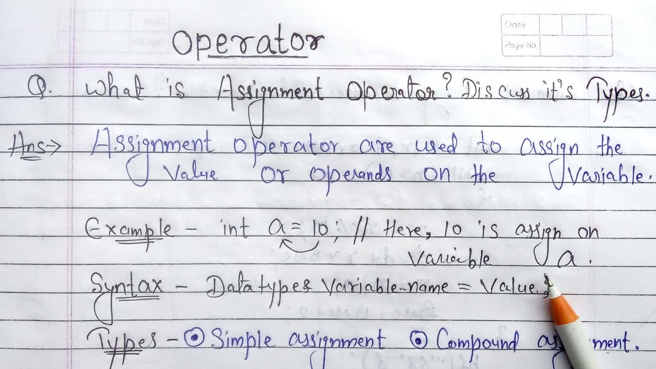 assignment operators in c definition