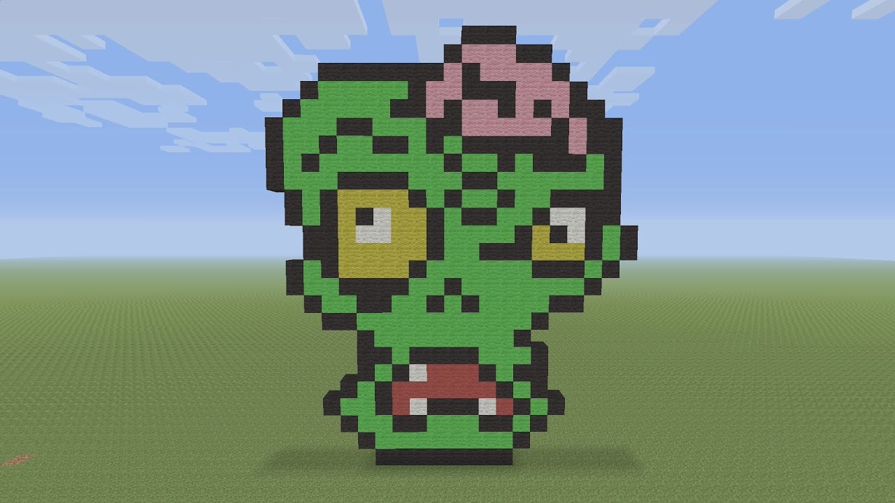 Zombie Head From Plants VS Zombies, Plants, VS, Minecraft Pixel Art, Minecr...