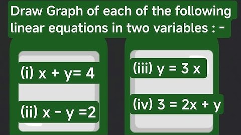 📡 Draw GRAPH of (i) x+y=4 (ii) x-y=2 (iii) y=3x (iv) 3=2x+y