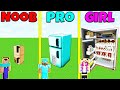 Minecraft Battle: NOOB vs PRO vs GIRL: FRIDGE HOUSE BUILD CHALLENGE / Animation