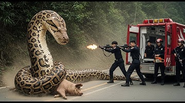 Animal Rescue: Brave Heroes Save Pig From Giant Python’s Deadly Grip! #animals #wildlife #humanity
