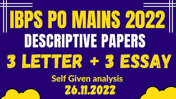 Descriptive Paper of IBPS PO Mains 2022 | IBPS PO Mains 2022 Memory Based Paper| Self given analysis