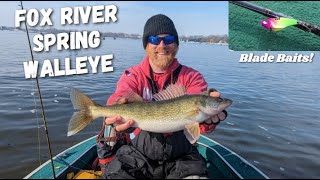 Early Spring Fox River Walleyes, Catching Spring Walleyes on Blade Baits!