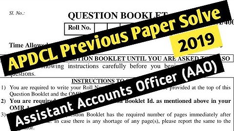 APDCL previous year question papers solve 2019. Assistant Accounts Officer. AAO.