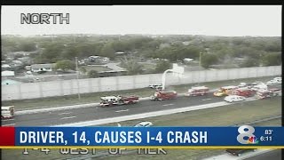 Driver, 14, causes I-4 crash
