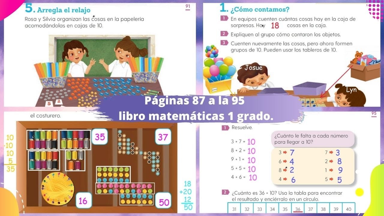 Páginas 87 a la 95 libro de matemáticas 1 grado - YouTube