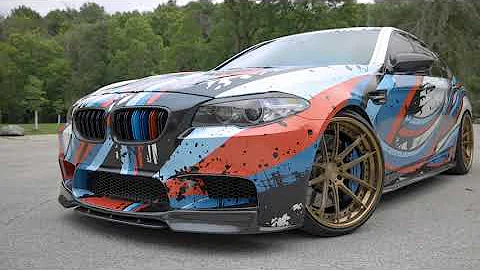 Full BMW M5 Custom Printed Wrap Designed by Skepple Installed by Diamond Graphics