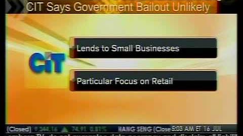 Federal Bailout Unlikely - CIT - Bloomberg