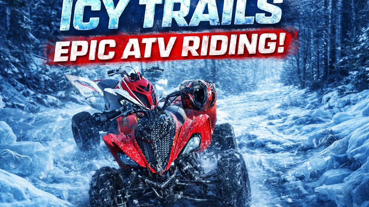 Raptor 700 on ice! Sketchy trail riding!