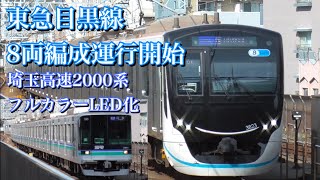 東急目黒線3020系8両編成運行開始・埼玉高速鉄道2000系フルカラーLED化・東急3000系・5080系・都営6300形　発着シーン　東急目黒線多摩川駅・新丸子駅・武蔵小杉駅