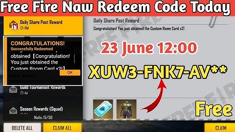 Free Fire Diamond Royale Redeem code 23 June | Free fire Rampage Hulk Bundle Redeem Code Today |
