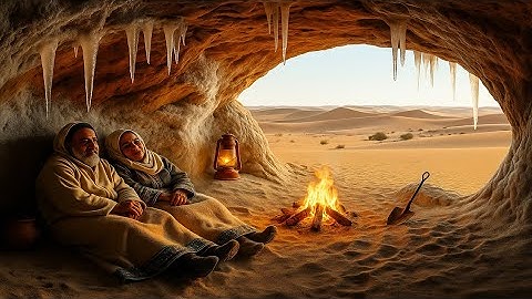 Finished Building a Primitive Winter Cave Shelter Using Only Hand Tools | Iran’s Desert Survival