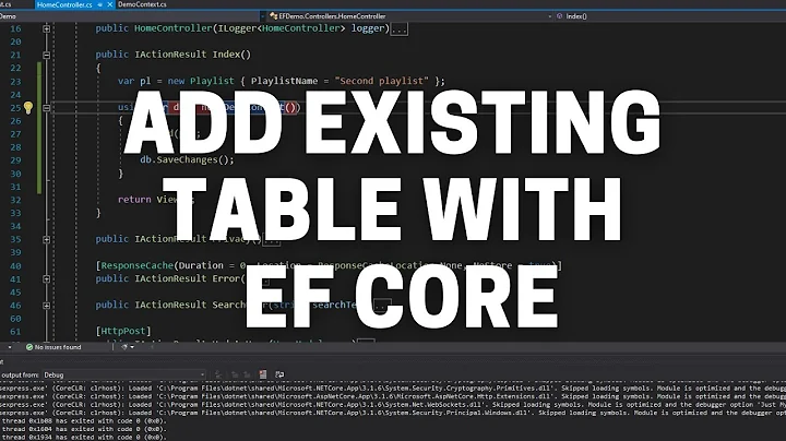 How to Add An Existing Database Table to a Project with Entity Framework Core - ASP.NET Core