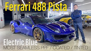 Ferrari 488 Pista: Electric Blue - The Most Seamless PPF, Ceramic Coating, \& Best Tint in the World