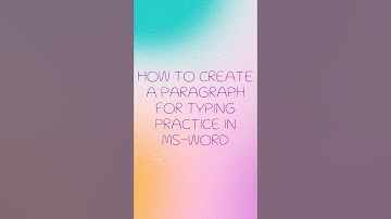 How to create a paragraph for typing practice in ms-word || kd right ||