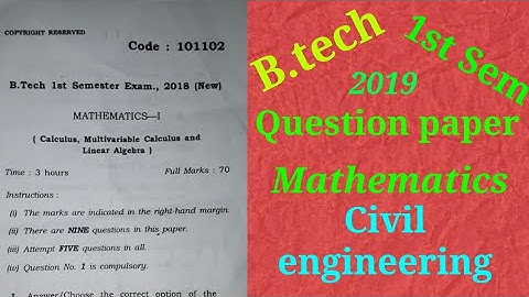 Question paper of b.tech 1st semester//Mathematics//AKU
