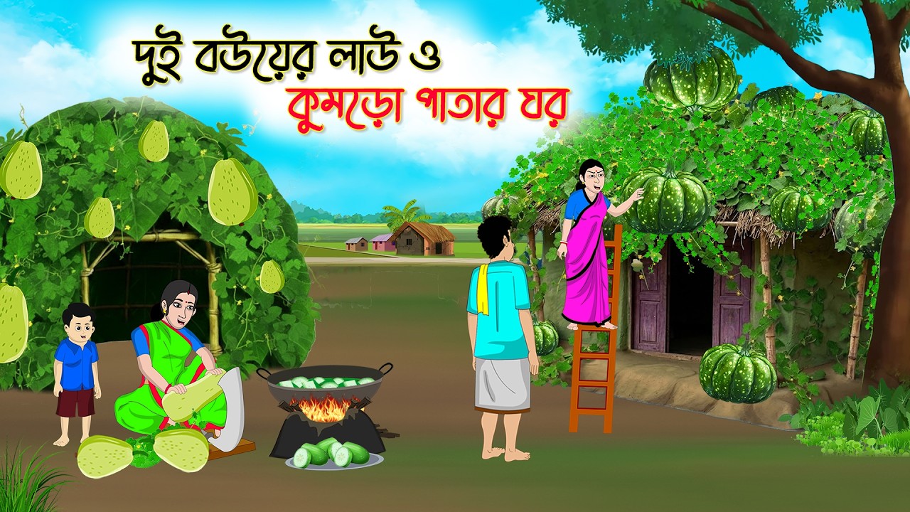 দুই বউয়ের লাউ ও কুমড়ো পাতার ঘর | Village Story | Thakumar Jhuli | Bangla Cartoon
