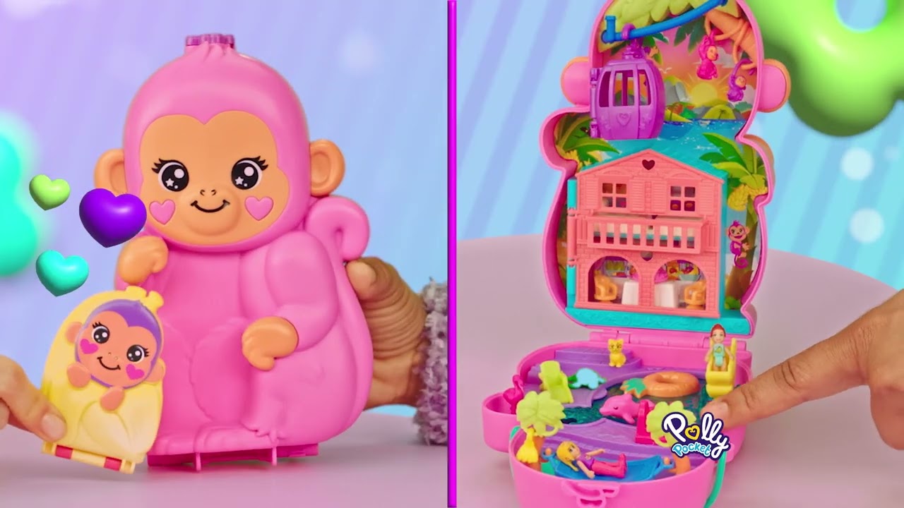 Polly Pocket Cofres e Estojo-mala Mamã macaco e bebé Fall 2024