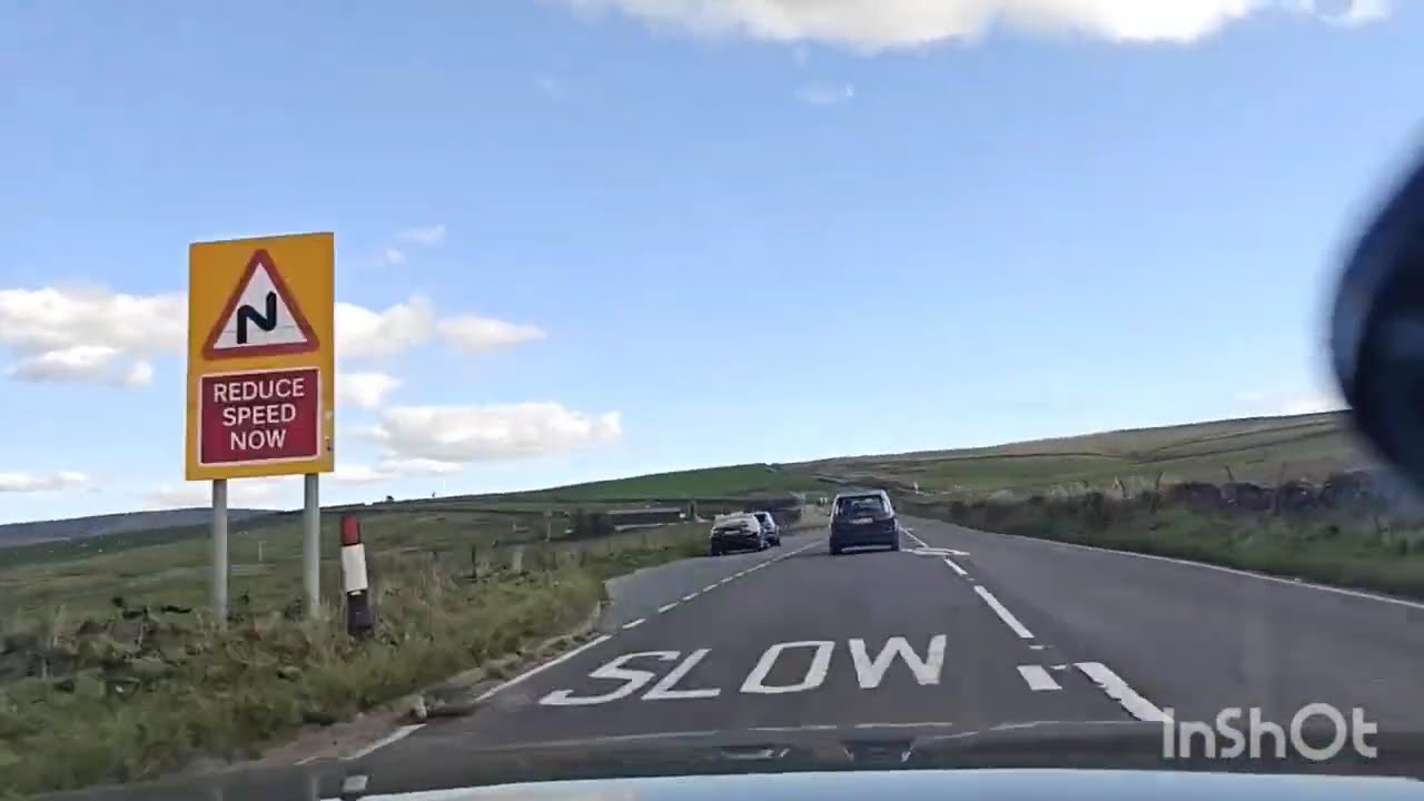 Run past the Cat and Fiddle on the A537, sped up, caravan overtake, September 2025