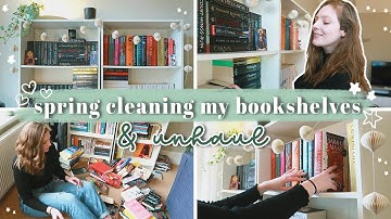 SPRING CLEANING MY BOOKSHELVES 🌼 // bookshelf organisation and HUGE book unhaul!
