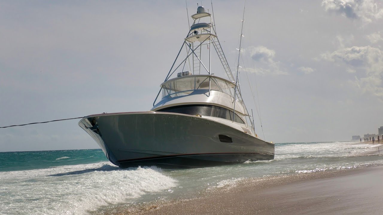 viking yacht beached in delray beach florida