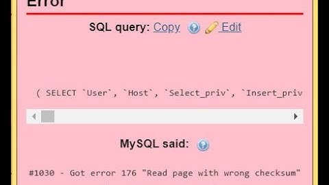#1030 Got error 176 “Read page with wrong checksum” from storage engine Aria