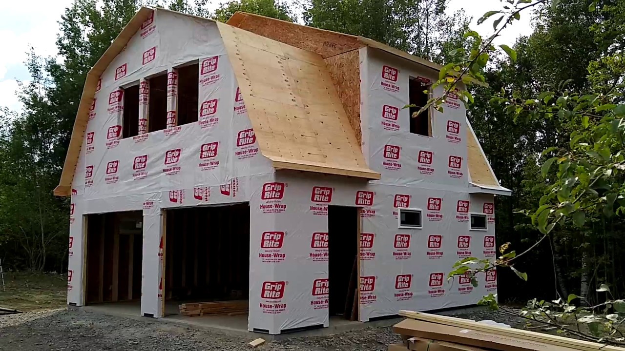 Building A Gambrel Garage Stage 2 Youtube Gambrel Barn Homes Floor Plans Garage House Plans pinterest