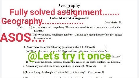 Geography Assignment 2022// English medium// Assam State open School (ASOS)@letslearnNgrow
