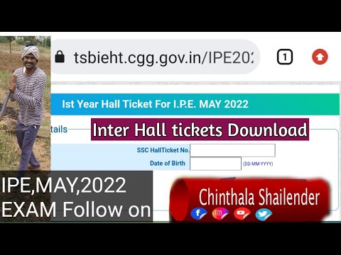 TSBIE Website lo TS Inter Hall tickets IPE, MAY 2022