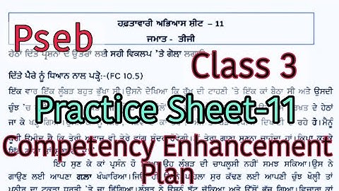 Solved Practice Sheet-11/Class-3/Competency Enhancement plan/PSEB/@PSEBEDUCATE