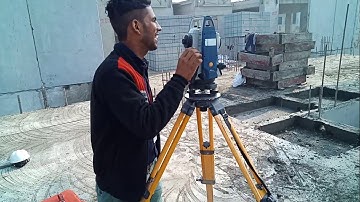 TS | Total Station Used for Leveling and Column Marking By Coordinate Given of Column, Wall