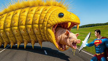 Heroic rescue team saves lonely pink pig from terrifying attack of giant bugs