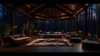 COZY ROOMS Lakeside with Relaxing Jazz music ️ Heavy Rain, Fireplace Sounds, White Noise, Sleep 4K