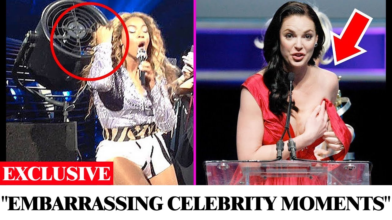 A thumbnail for a video about embarrassing celebrity moments