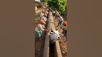 rescue a cow from giant log #animals #humanity #wildliferescue